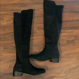 Above knee suede front boots